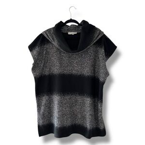 Bryn Walker Black Ombré Wool Blend Cowl Neck Sweater Poncho Lagenlook Size Large